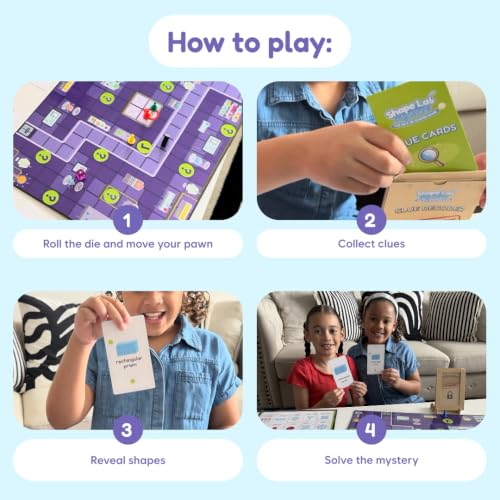 THE FIDGET GAME Shape Lab Mystery, 2D & 3D Shapes Board Game, Grades K-2, Ages 5-8, Geometry Game for Kids, Identify Shapes, Attributes & Vertices, Critical Thinking Skills, Flashcards Educational Toy - Image 3