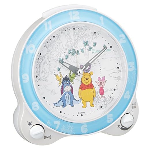 Seiko Clock FD462W Alarm Clock, Character, Disney Winnie The Pooh, Analog, Switchable Disney Time, White, Pearl