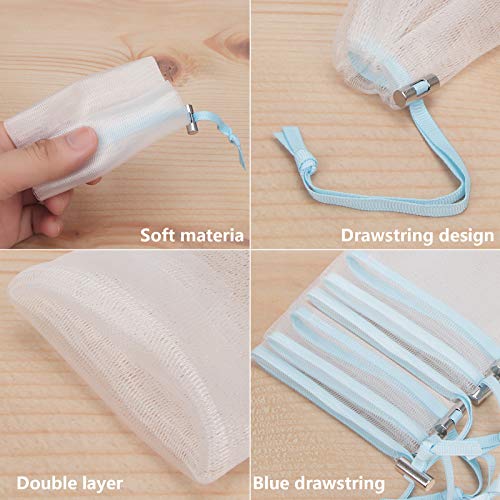 Cobahom Soap Bag 6 Pack 6 X 3.5 Inch Mesh Foaming Net Soap Sack Bags Soap Saver Pouch Net Bags With Drawstring For Bath & Shower （Blue） #TOP3
