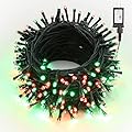 Brizled Red & Green Christmas Lights, 78.74ft 240 LED Outdoor Christmas Lights Connectable, 8 Modes Mini Xmas Light String Plug-in Mini Xmas Tree Light with Timer for Outside Garden Party Decor