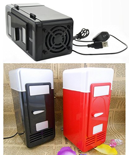 Threeh New Mini Red Usb Fridge Cooler Beverage Drink Cans Cooler/Warmer Refrigerator For Laptop Pc Computer Black H-Uf05Black #TOP7