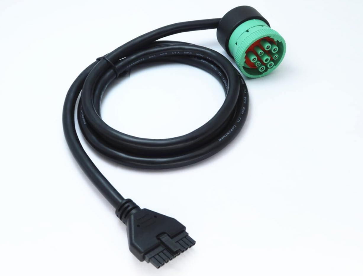 Green 9pin J1939 to 10pin Cable for PT30 ELD Logbook Compliant ECM w/DOT, Compatible with Most Trucks Freighliner & Kenworth, etc