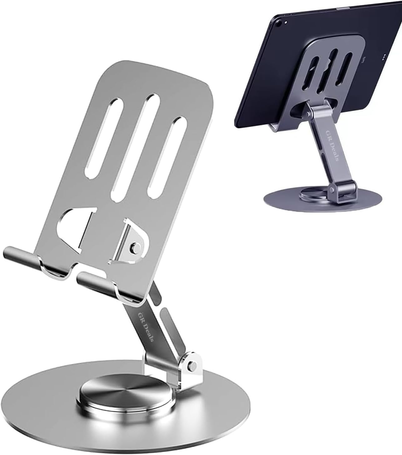 Universal Phone & Tablet Stand for Desk, Foldable Hollow Design Mobile Holder, Durable & Convenient 360° Rotating Base Stand Compatible with All Phones & Tablets (GRD-ZY033) (Multicolor)