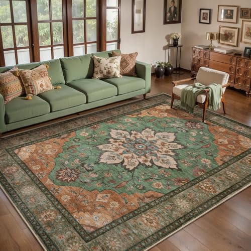 Image of Tangsoo 5x7 Washable Area Rugs for Living Room, Vintage Indoor Non Slip Rug