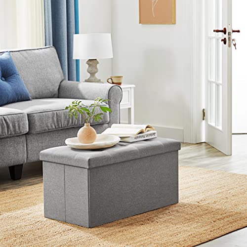 Songmics Ottoman Storage Bench, 21 Gal. Folding Chest With Breathable Linen-Look Fabric, Holds 660 Lb, For Entryway, Living Room, Bedroom, Light Gray Ulsf001G02 #TOP4