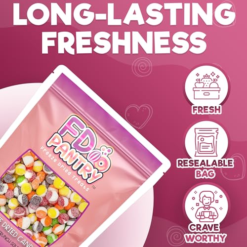 Fruit Crunch Sour Freeze Dried Candy 10oz, Assorted Sour Freeze Dried Candy Variety Pack 10 oz Large Pouch, Ideal Crunchy Freeze Dried Sweets Gift - Large Resealable Bag - Thumbnail 4