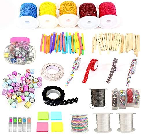 Pickme DIY Arts and Crafts Set for Paper Crafts, Christmas Decorations/Lots of Crafting Projects - Assorted Colored Cords, Washi Tapes, Papers, and Sticks. Great Addition to Your Pickme Crafting Box