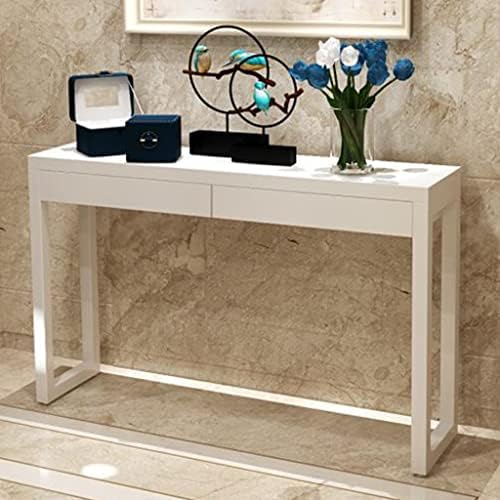 NIZAME Simple Table Family, Hall Console Table, Solid Wood Table Top, 2 Drawers and 1 Shelf, for The Living Room Entryway and Bedroom (Color : White, Size : 100X30X80cm)