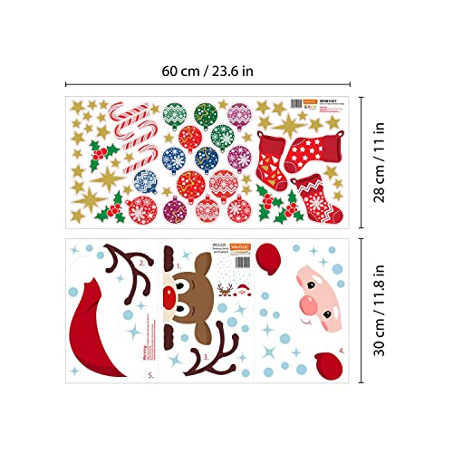 WALPLUS Christmas Window Stickers Clings Xmas Decoration Sale Clearance Reusable Double-Sided Print Decals for Glass Living Room Windows Display Xmas with Rudolph and Santa 92 Pieces - Image 4