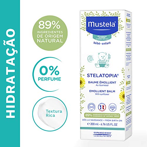 Mustela Stelatopia Bálsamo Emoliente 200ml - Hidratante Infantil sem fragrância para Peles Atópicas