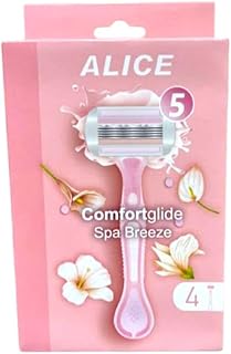 ماكينة حلاقة نسائية ALICE - بالشفرات الخماسية الطبقات مع شريط الألوفيرا وفيتامين E للنعومة والعناية ببشرتك - 4 ماكينة متعددة الاستعمال I من صيدلية الشبراويني