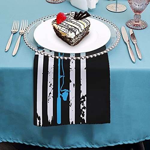 Fishing American Flag Print Dinner Tablecloth Napkins Funny Napkin Cloth Set Washable Everyday Use #TOP3