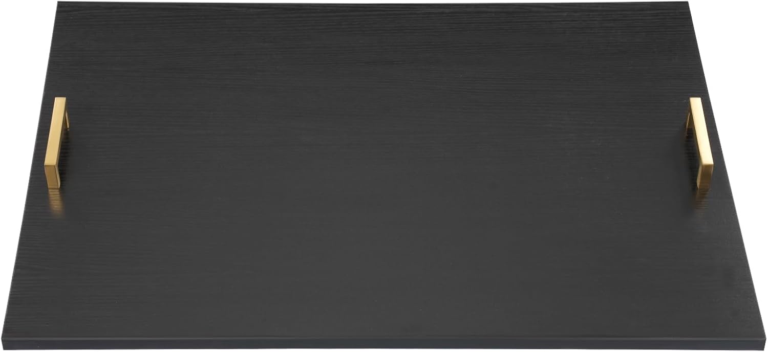 Wood Noodle Board Stovetop Cover 29x21in, Stove Cover with Handles for Gas and Electric Stove, Stove Top Cutting Board, Noodle Board for Gas Stovetop Cover (Black + Gold Handle)