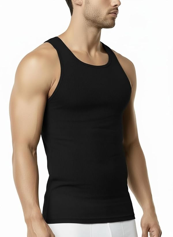 Pure Look Men’s 3-Pack Cotton Ribbed Lightweight A-Shirt Undershirt Tank Top, Black/Grey, 3X-Large by Pure Look - Used condition - Image 2