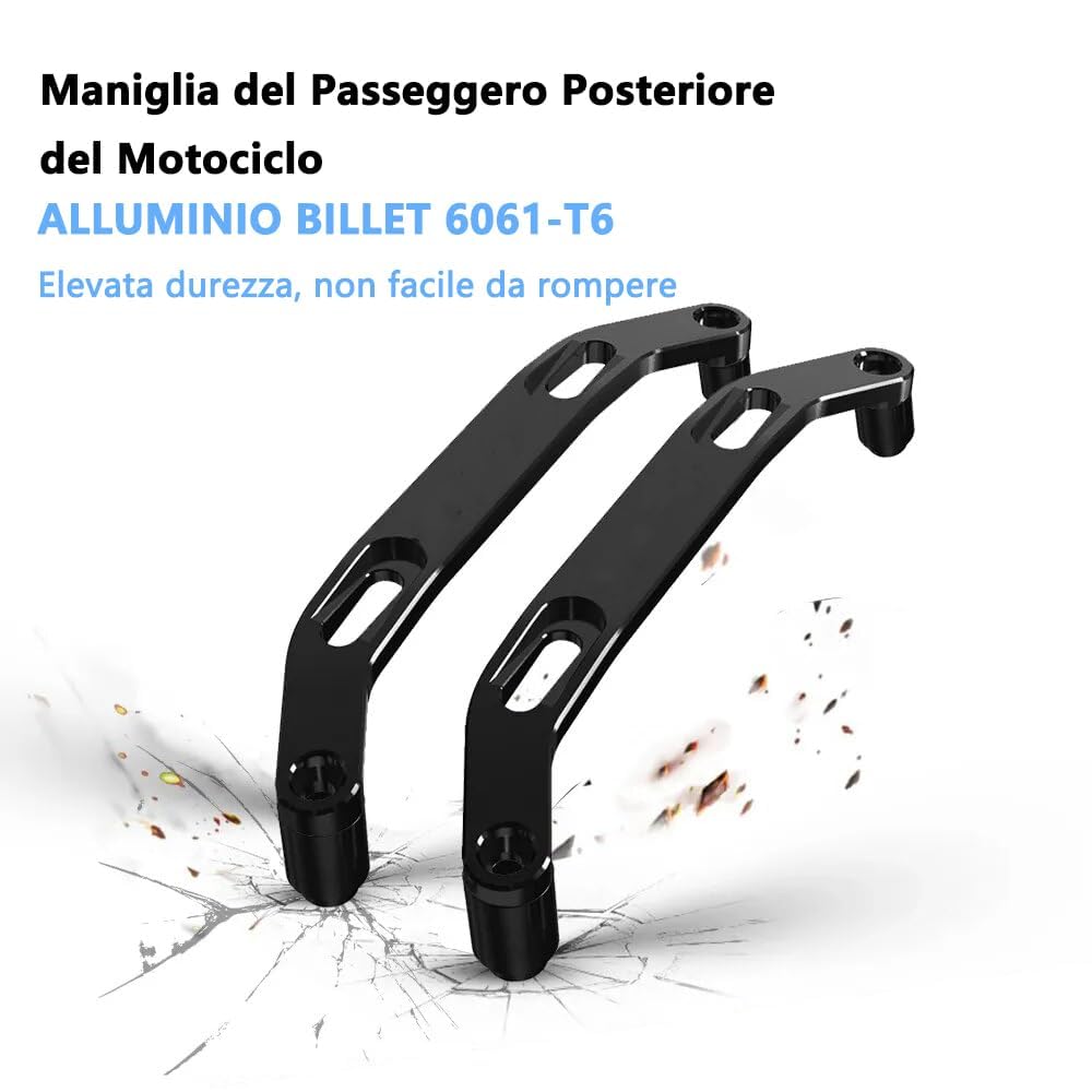 Manija del pasajero trasero de la motocicleta Mango Apoyabrazos Barra de apoyo para TENERE 700 WOLD RAID T7 XTZ 700 (negro)