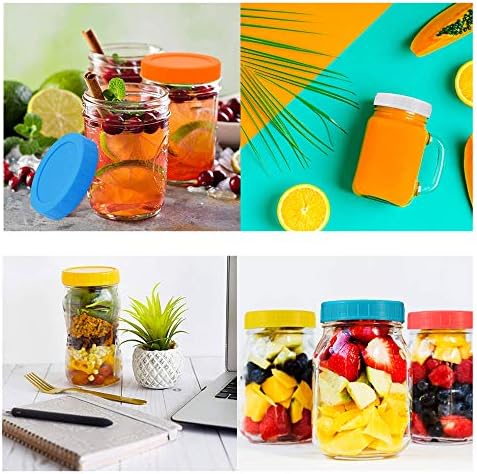 8 Pcs Colored Plastic Mason Jar Lids Canning Jar Lids 70 mm Regular Mouth Lids for Plastic Storage Caps for Mason/Canning Jars - Anti-Scratch Resistant Surface