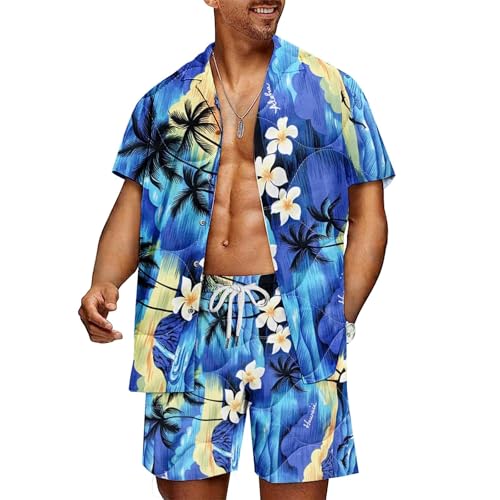 Conjunto de camisa y pantalones cortos tropicales de hombre para playa 3