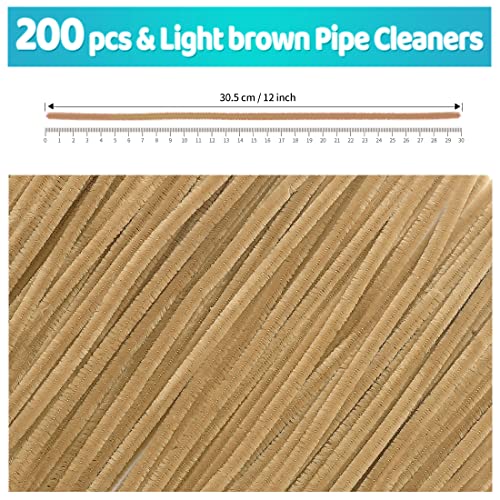 Image of IOOLEEM 200pcs Light Brown Pipe Cleaners Bulk for Crafts