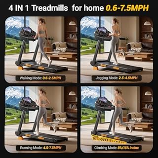 Folding Treadmill with 16% Incline, 4-in-1 Foldable Treadmill 12KM/H for Home, 3HP Running Jogging Machine, 180KG Capacity Quiet Electric Machine for Office Gym, 3 Screen LED Display & 12 Programs