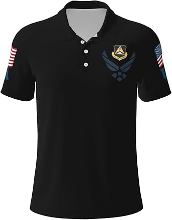 Air Force Civil Air Patrol Polo Shirts for Men, Mens Golf Shirt Quick-Dry Short Sleeve Casual
