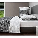 hnl bettwäsche 155x220  HnL Living Gradara Velvet Touch-Bettwäsche Weiß-Schwarz 135x200 + 80x80