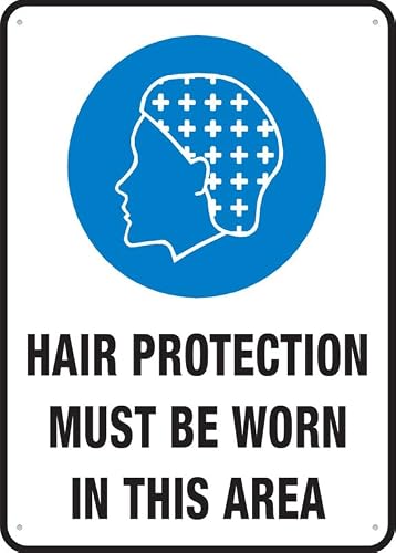 Hair Protection Must Be Worn In This Area Sign, 8x12 Inch Rust-Free Aluminum Outdoor Metal Tin Sign for Home, Business, Yard
