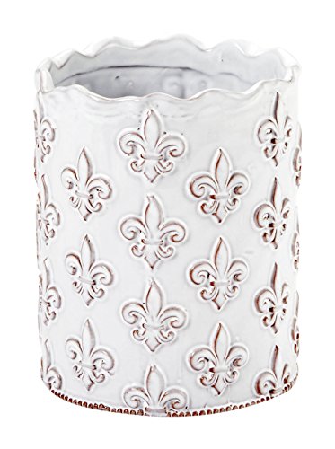Mud Pie Fleur de Lis Utensil Holder, White