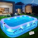 2026 Upgrade Inflatable Pools with Lights, Family Inflatable Swimming Pools for Adults, Blow Up Pool Solar, Large Pool, Durable Thickened Inflatable Family Pool for Backyard-Purple