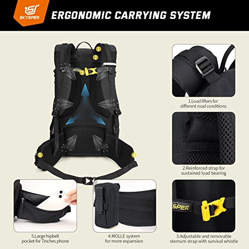 Foto von SKYSPER LANTC 40 Wanderrucksack 40L Camping Backpack mit Rückenbelüftung & Trinksystem Trekkingrucksack aus atmungsaktivem 3D Air Mesh Polyester Camping Outdoor Wandern Rucksack