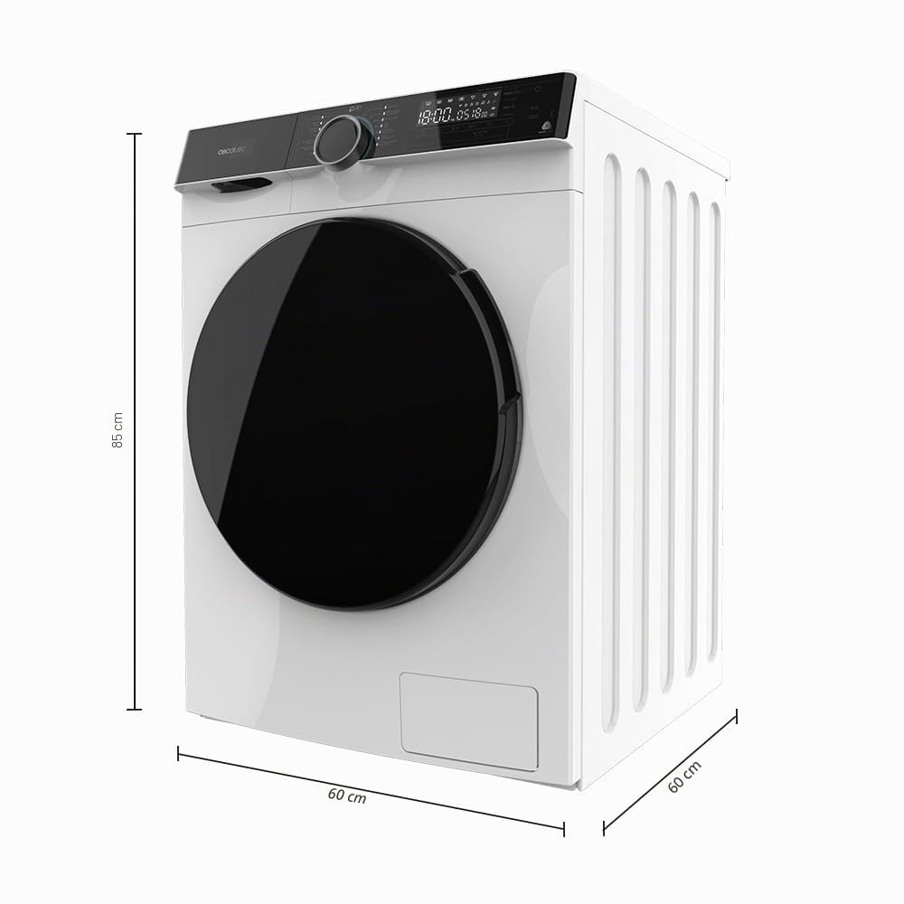 Cecotec Lavatrice 8Kg Carica Frontale Bolero DressCode 8900 Inverter FullColor Steel A. Acciaio 1400 Giri, Schermo 10,3", 11 Programmi, Inverter, SteamMax, Classe A
