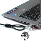 RUBAN Notebook Lock and Security Cable (PC/Laptop) Two Keys 6.2 Foot (Black) only fit Security Slot 1/4 * 1/8 in (7x3mm)