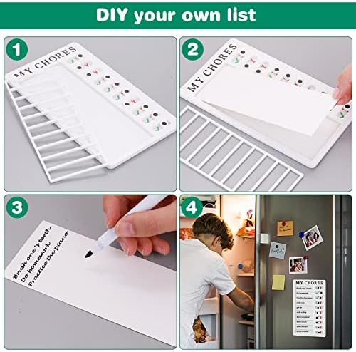2 Pieces Portable Chore Chart Memo Boards, Chore Checklist Board 20 x 12 CM Detachable Message Board for Kids Adults, RV Checklist School Home Daily Affairs Reminder with 4 Replaceable Blank Paper