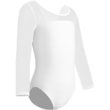 Girls Ballet Dance Outfit with Sheer Mesh 3/4 Long Sleeve Toddler Gymnastics Leotards