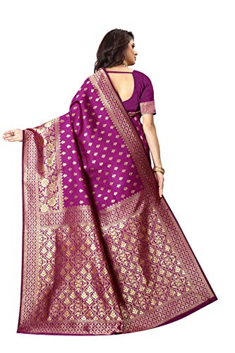 Image of Flosive Women's Present Beautiful Kanjivaram Soft Silk Saree With Blouse