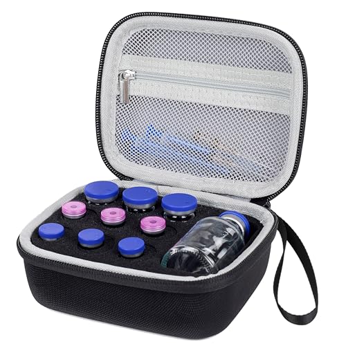 Vamctry 10 Slots Peptide Case for Fridge, Vial Storage Case for 1ml 3ml 5ml 10ml 30ml Vials, Insulin Vial Protector Organizer Bag for Diabetic Medication