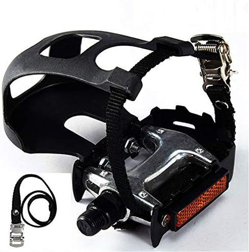 YBEKI Bike Pedals with Toe Clip and Straps, for Exercise Bike, Spin Bike and Outdoor Bicycles, 9/16-Inch Spindle Resin/Alloy Bicycle Pedals, Half Year Warranty