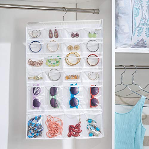 Interdesign Non-Woven Fabric Hanging Jewelry And Accessory Storage Organizer With Multiple Compartments  White #TOP1