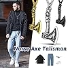 FaithHeart Nordic Jewellery Mens Viking Axes Necklace Howling Wolf Pendant Talisman Jewelry Silver Chain Stainless Steel Protective Amulet Norse Gift for Baptism #3