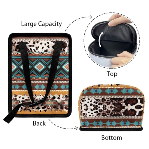 Image of Southwestern Tribal Aztec Cowhide Hanging Trash Can for Car,Leak Proof Multipurpose Trash Bin Can with Lid,Universal Fit Most Vehicle