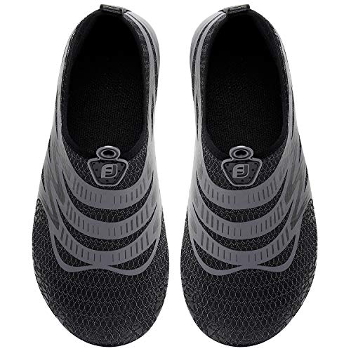 Joinfree Men's Water Shoes Fitness Footwear Swim Beach Sport Shoes Quick-Dry For Aqua Exercise Black Ripple Small #TOP2
