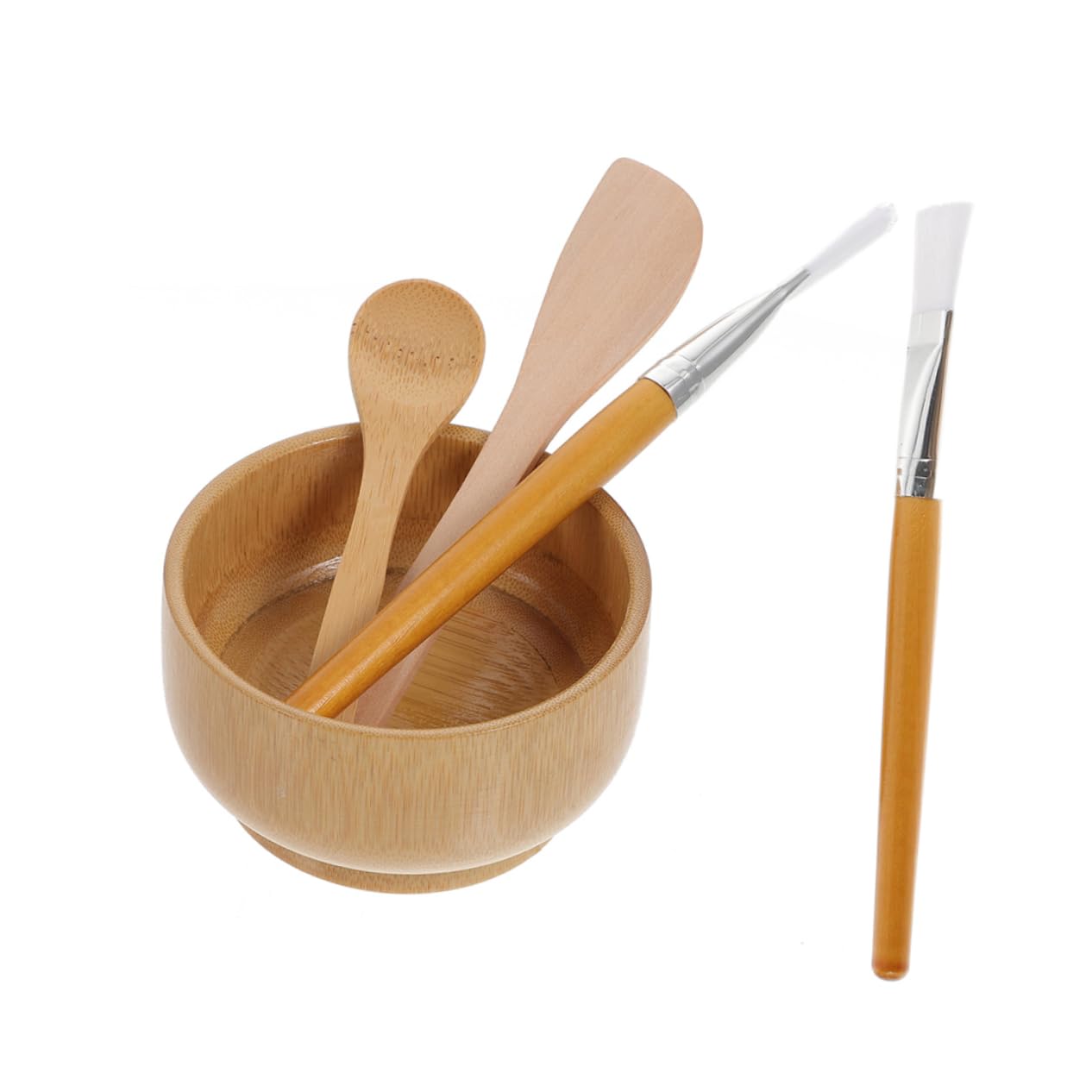 FOMIYES 5pc Natural Wood Mask Mixing Bowl Set Diy Mask Tools Beauty Salon Bowl Applicator Portable for Home Travel