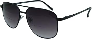 In Style Eyes Just Chillin' Aviator Bifocal Sunglasses - Classic Wired Metal Frame Reading Sunglasses - Gradient Tint Lens - Black - 3.75x