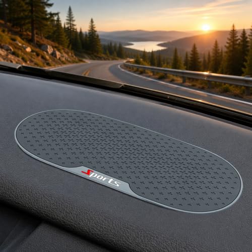 Image of RIGGEAR Car Dashboard Anti-Slip Mat, Universal Sticky Rubber Grip Pad for Mobile Phone, Sunglasses, Keys, Coins- Washable Reusable Anti-Skid Dashboard Mat - DashGrip Essential