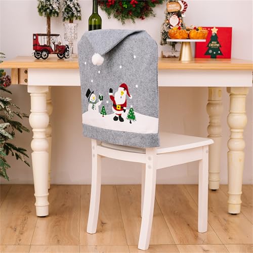 Housse de dossier de chaise Père Noël gris Morain pour fête