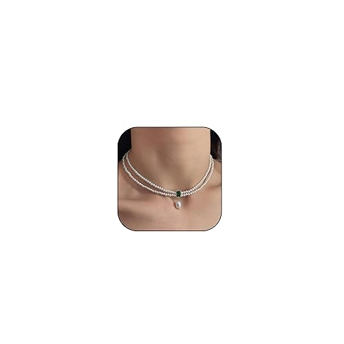 Miniatura 1 de Layered Pearl Choker Necklace Beaded Pearl Necklace White Choker for Women Girls (layered)