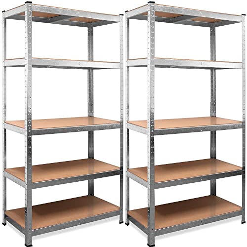 T-LoVendo 2X30.10 Set de 2 Estanterías Metálicas Galvanizadas 875Kg 5 Baldas (2 Unidades), Multicolor, Talla Única