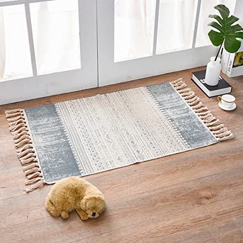 Hlovme Woven Cotton Boho Area Rug With Tassel 2' X 3' Washable Indoor/Outdoor Rugs For Living Room Bedroom Kitchen Hallways Floor #TOP1