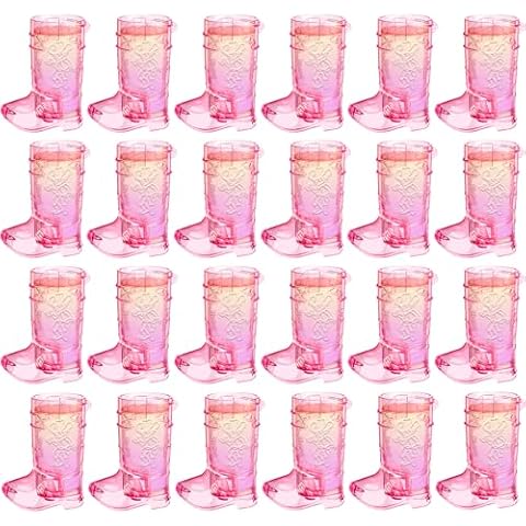 JTWKING Set of 32 Shot Glasses Cowgirl Boot Shot Glasses Party Decorations Plastic Shot Cups Party Cups Party Favors Adults Party Shot Cups for Wedding Birthday Bachelorette Western Party Christmas Cover