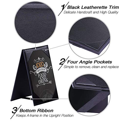 10 Pack Of Wechef Double Sided Table Tent Menu A-Frame Holder 4X6 Inch Sign Display Cover Restaurant Cafe Leather Black #TOP4