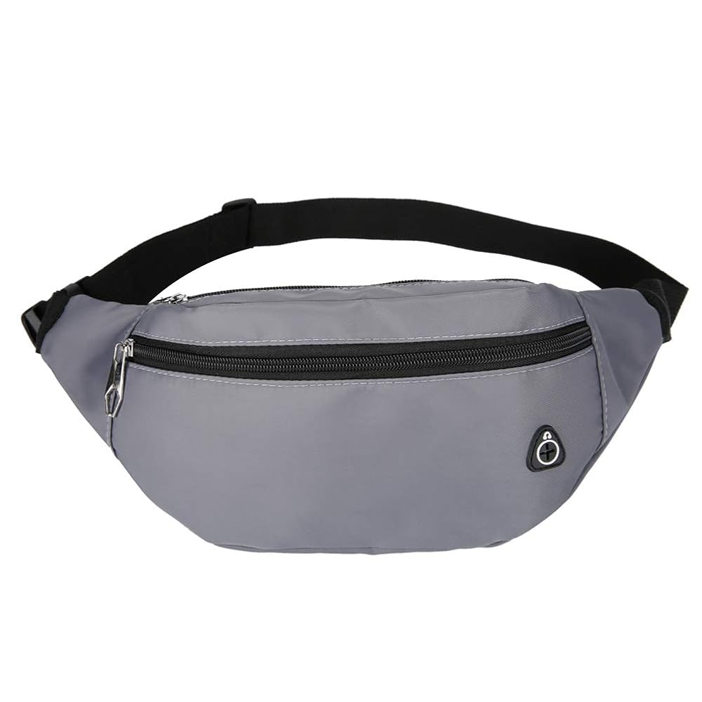 DAITET Fanny Pack Waist Pack for Men, Women & Kids - Adjustable Belt, Waterproof Travel & Running Bag (Glossy Gray)